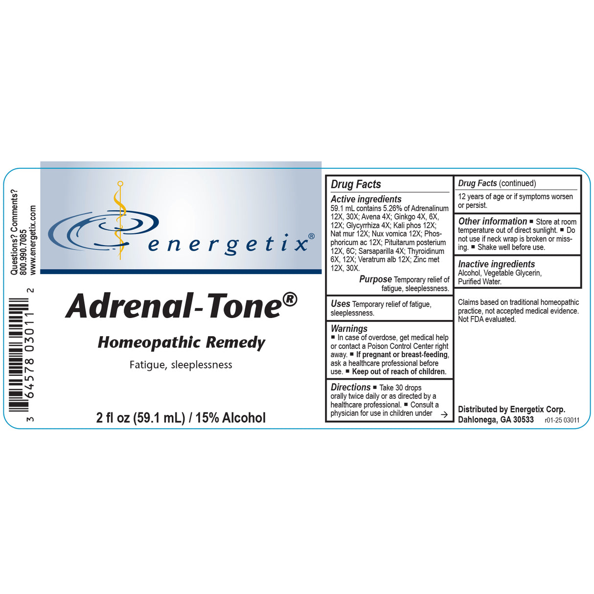 ADRENAL TONE, 2oz liquid