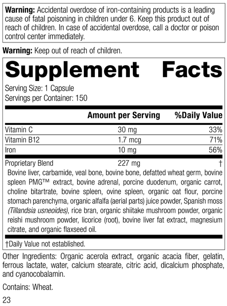 Ferrofood®, 150 Capsules, Rev 23 Supplement Facts